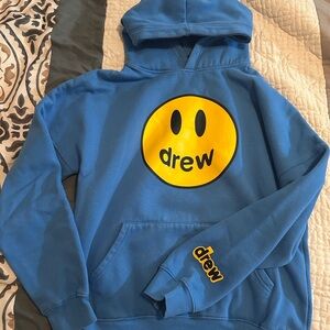 Drew House Blue Hoodie with Yellow Logo